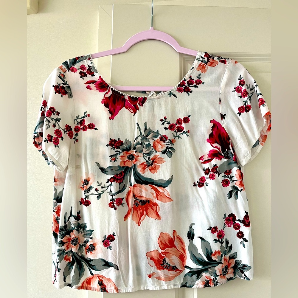 Abercrombie White Floral Tie Back Top